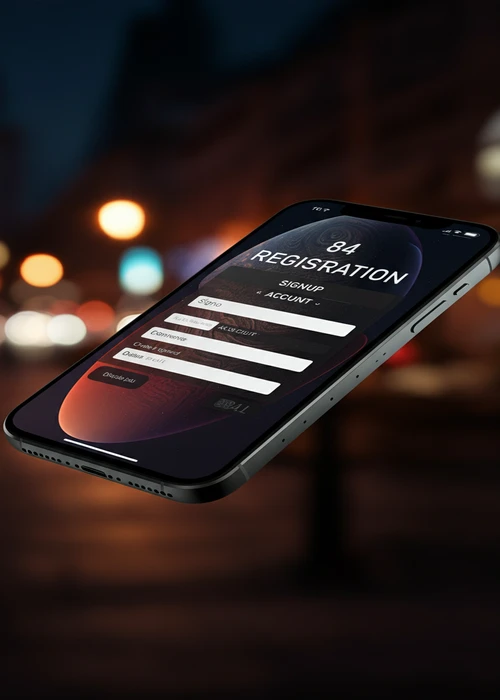 Duidelijke weergave van het NV Casino registratieformulier met de eerste stap voor e-mail, wachtwoord en een 'Meld je aan' knop.